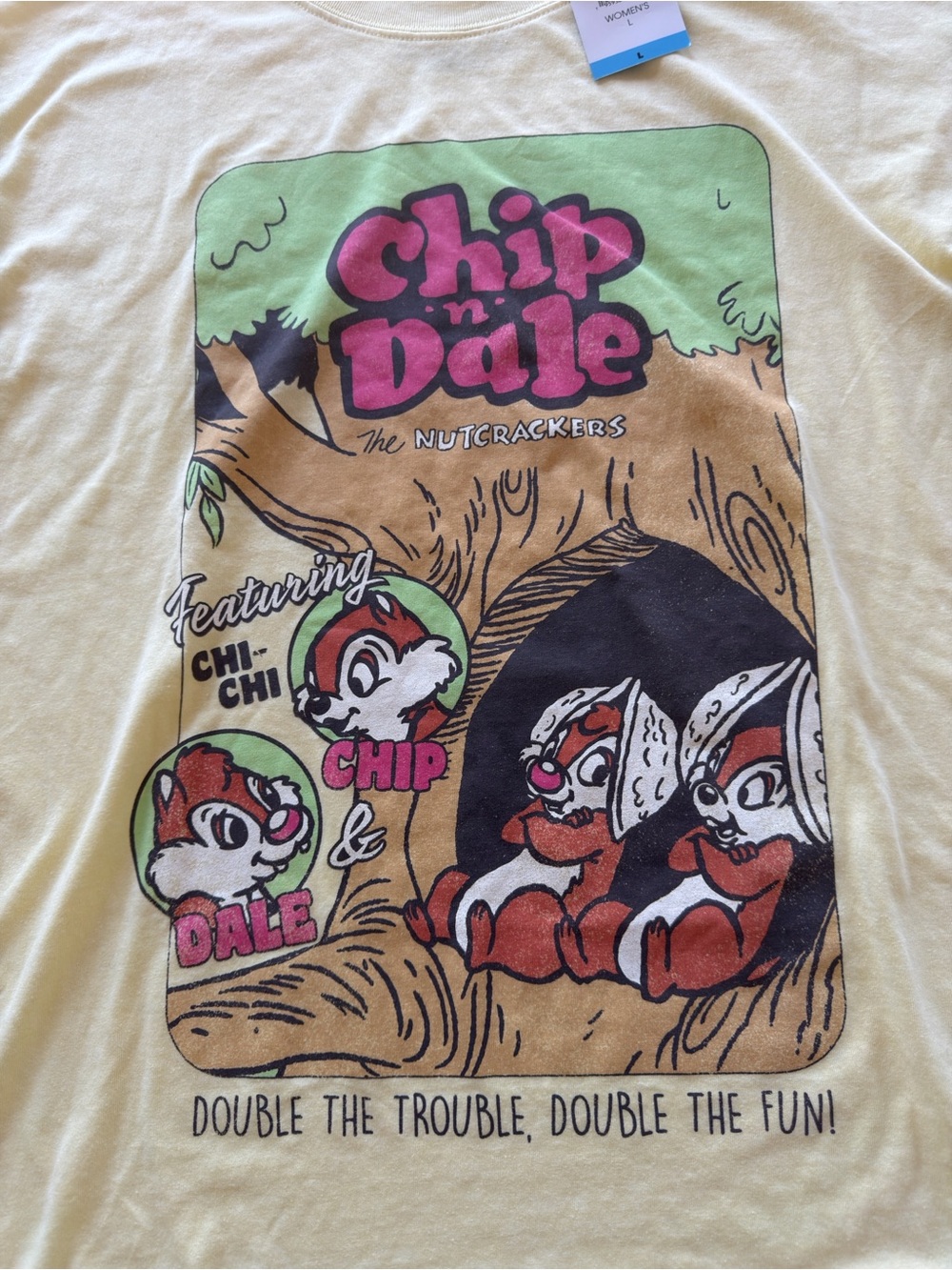 NWT Women's Chip 'n' Dale Yellow Graphic Tee Size Large (D2) - Picture 2 of 4